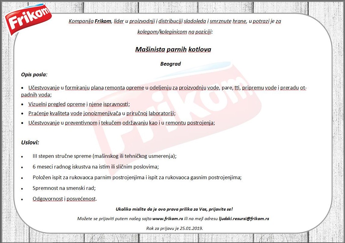 Radnik Radnica U Proizvodnji Frikom Posao Beograd Klik Do Posla