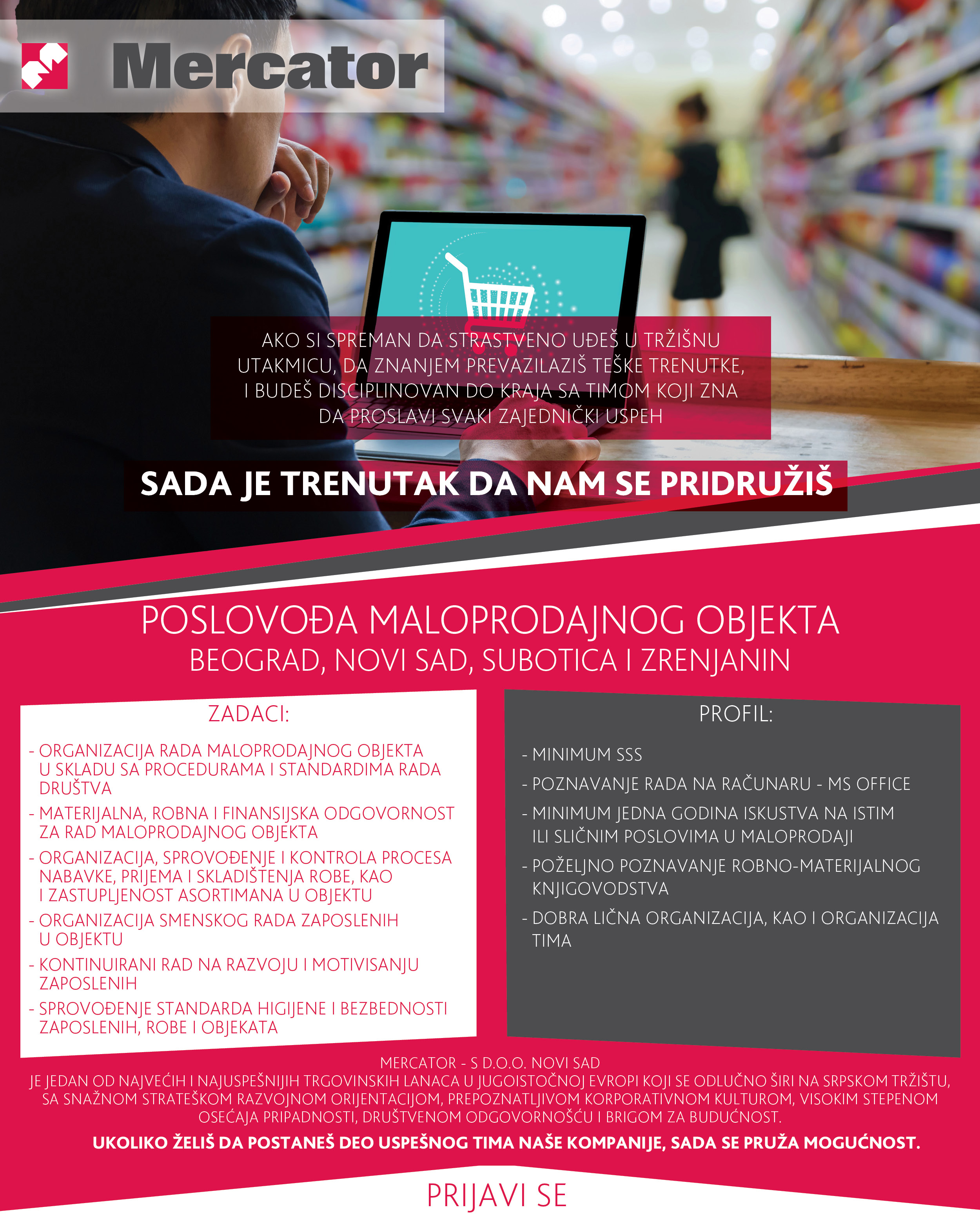 Idea D O O Zaposlenje Poslovođa U Maloprodajnom Objektu